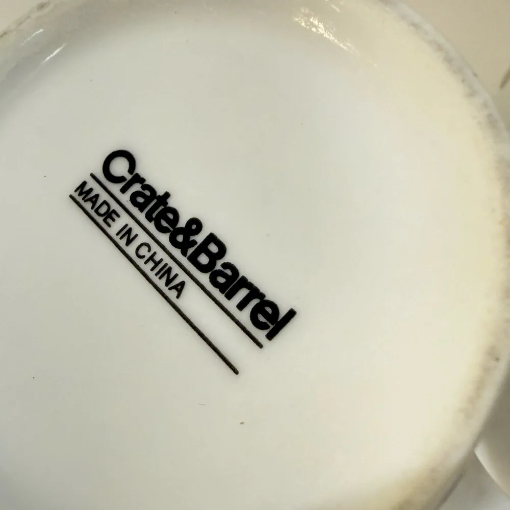 Crate & Barrel polka dot ceramic tall coffee cup mug set of two